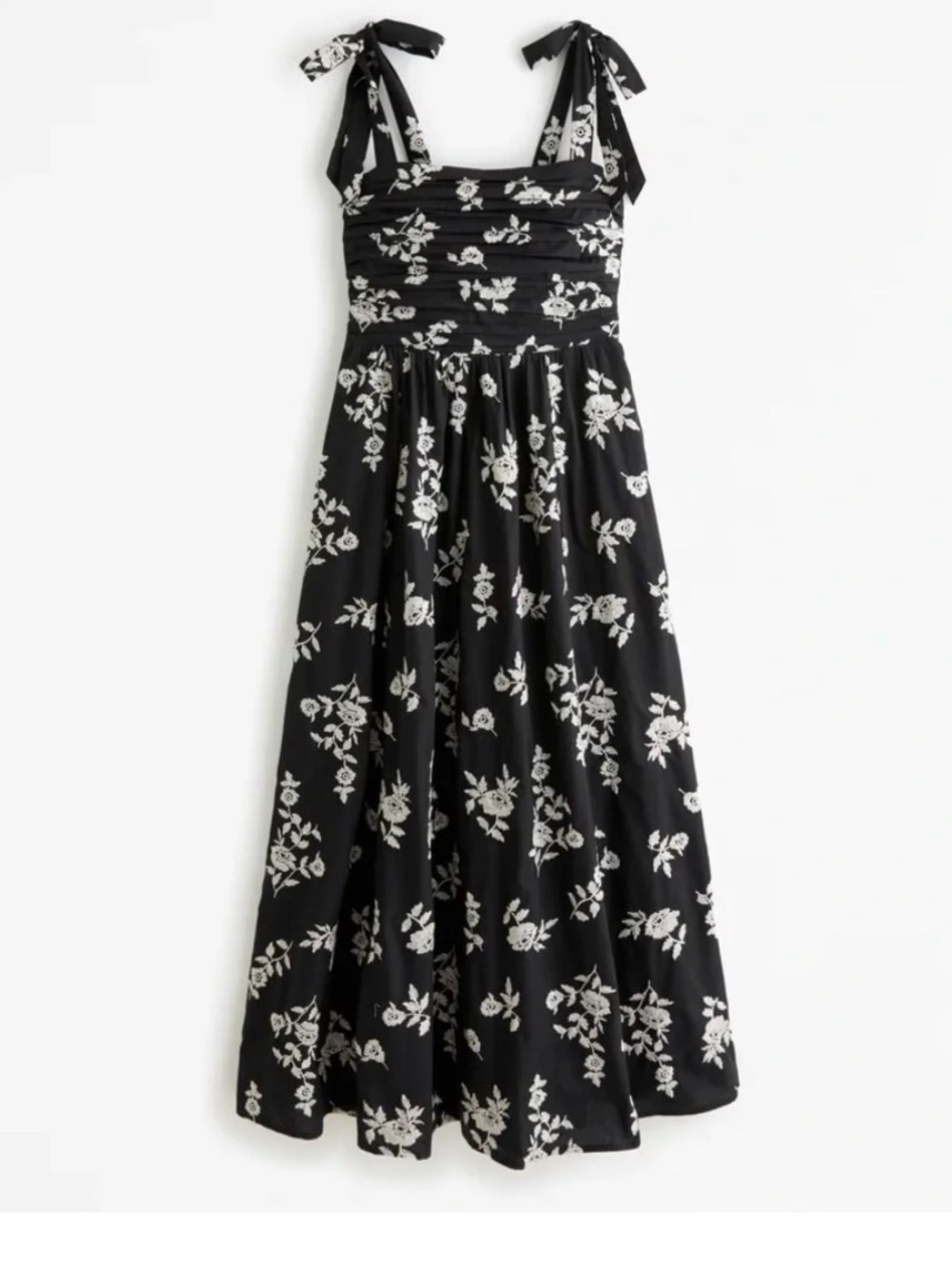 Abercrombie & Fitch Floral Midi Dress Black White Tie Strap 12 Tall